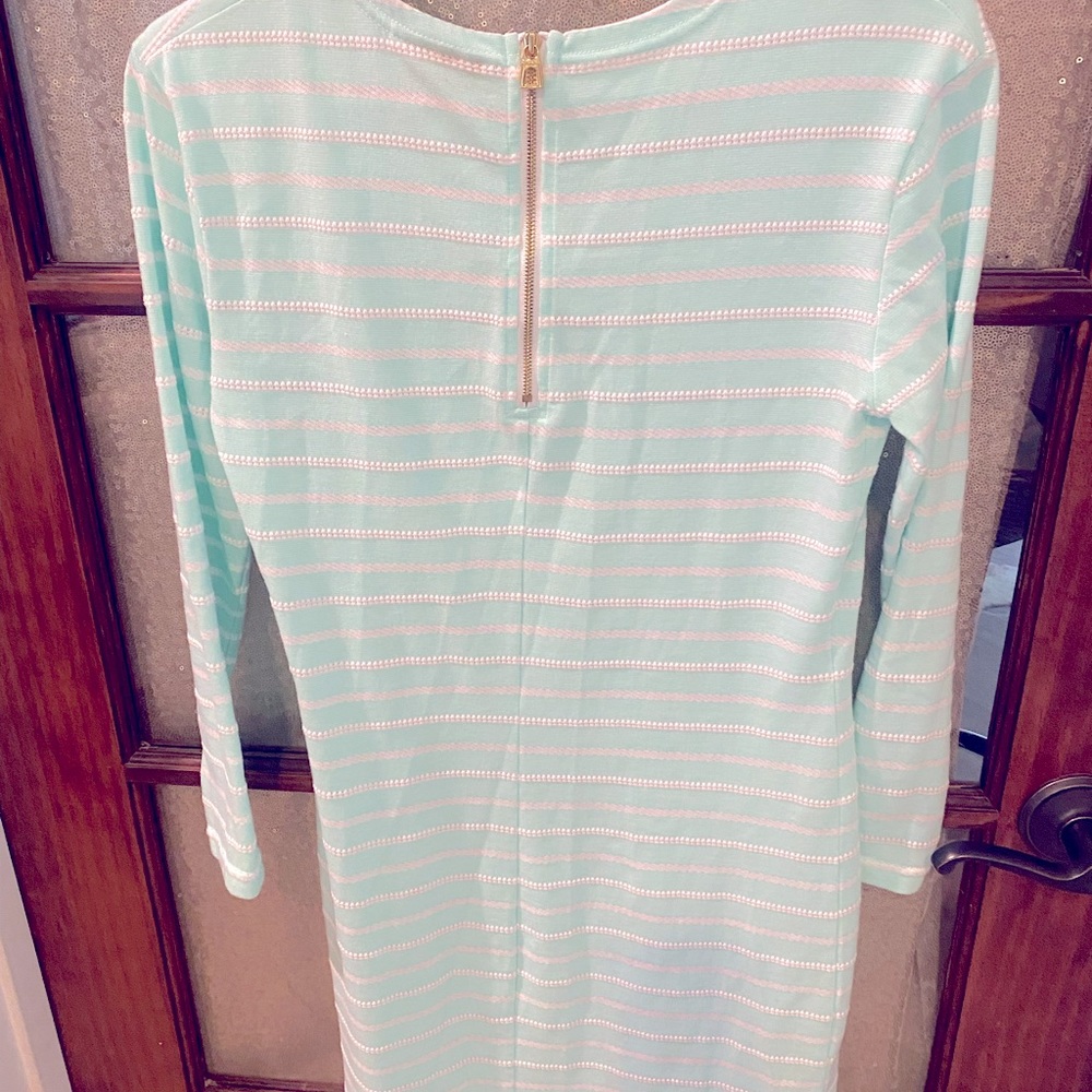 Aqua and white dress